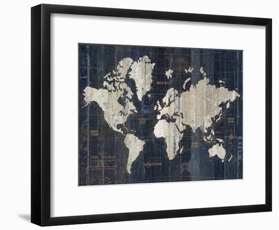 Old World Map Blue v2-Wild Apple Portfolio-Framed Premium Giclee Print