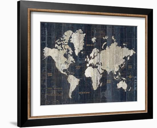 Old World Map Blue v2-Wild Apple Portfolio-Framed Premium Giclee Print