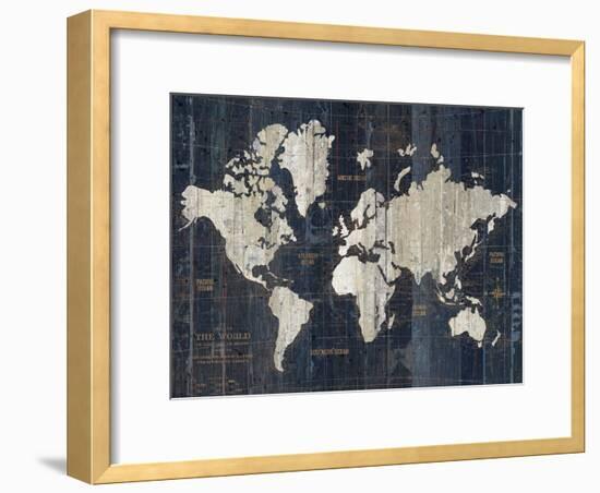 Old World Map Blue v2-Wild Apple Portfolio-Framed Premium Giclee Print