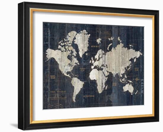 Old World Map Blue v2-Wild Apple Portfolio-Framed Premium Giclee Print