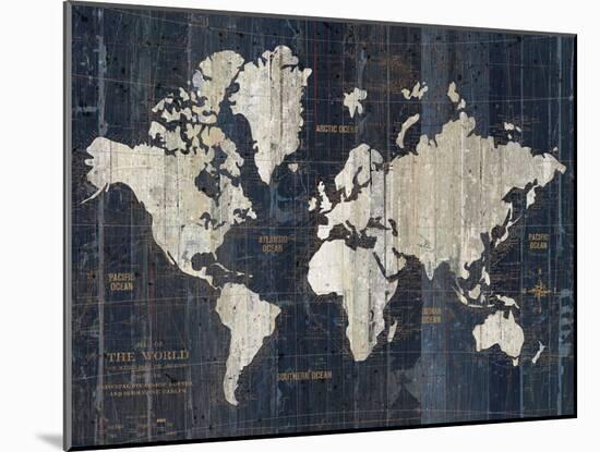 Old World Map Blue v2-Wild Apple Portfolio-Mounted Art Print