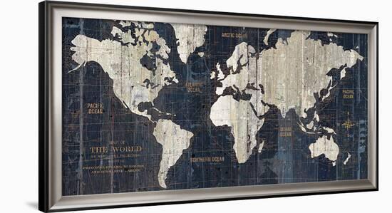Old World Map Blue-Hugo Wild-Framed Art Print