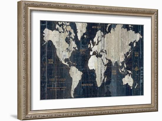 Old World Map Blue-Wild Apple Portfolio-Framed Art Print