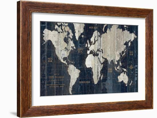 Old World Map Blue-Wild Apple Portfolio-Framed Art Print