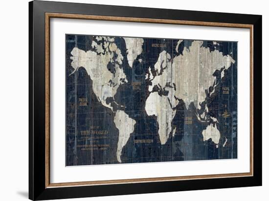 Old World Map Blue-Wild Apple Portfolio-Framed Art Print