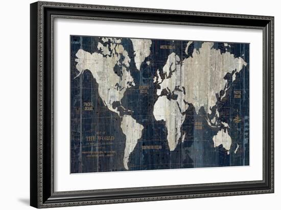 Old World Map Blue-Wild Apple Portfolio-Framed Art Print