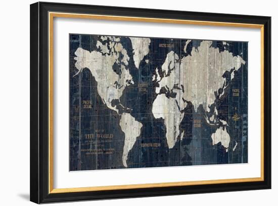 Old World Map Blue-Wild Apple Portfolio-Framed Art Print