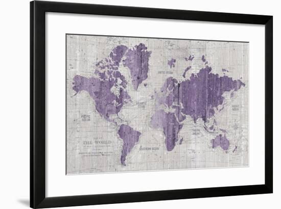 Old World Map Purple Gray-Wild Apple Portfolio-Framed Art Print