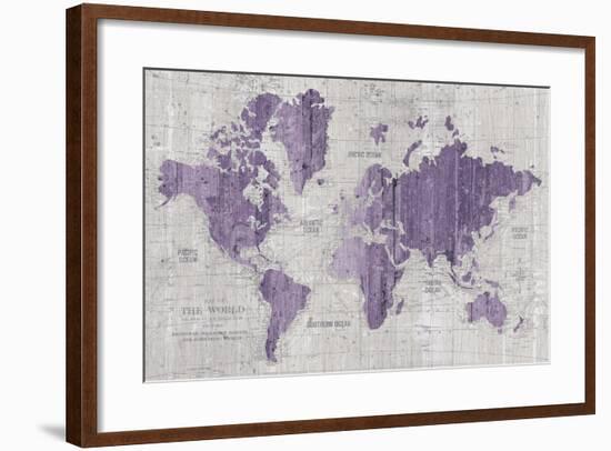 Old World Map Purple Gray-Wild Apple Portfolio-Framed Art Print