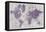 Old World Map Purple Gray-Wild Apple Portfolio-Framed Stretched Canvas