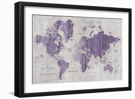 Old World Map Purple Gray-Wild Apple Portfolio-Framed Art Print