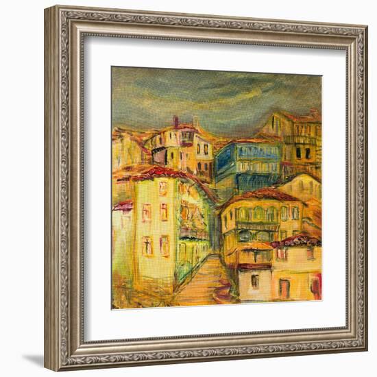Old Yellow Village Houses-kirilstanchev-Framed Art Print