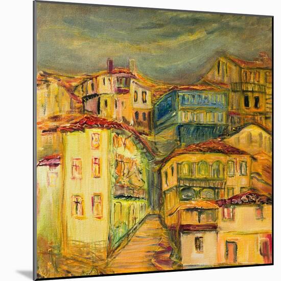 Old Yellow Village Houses-kirilstanchev-Mounted Art Print