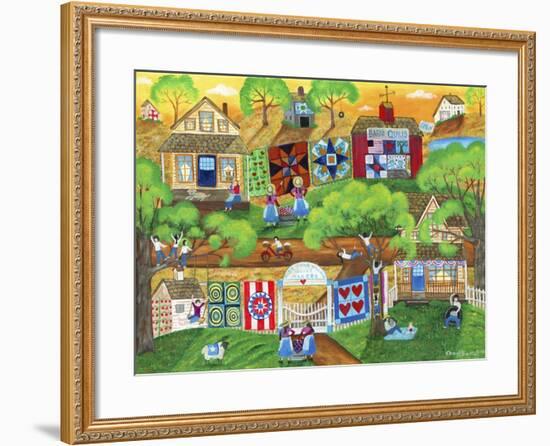 Olde Tyme Village Quilt Maker-Cheryl Bartley-Framed Giclee Print