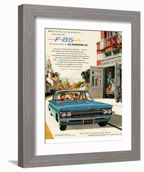 Oldsmobile-Drive the New F-85-null-Framed Art Print