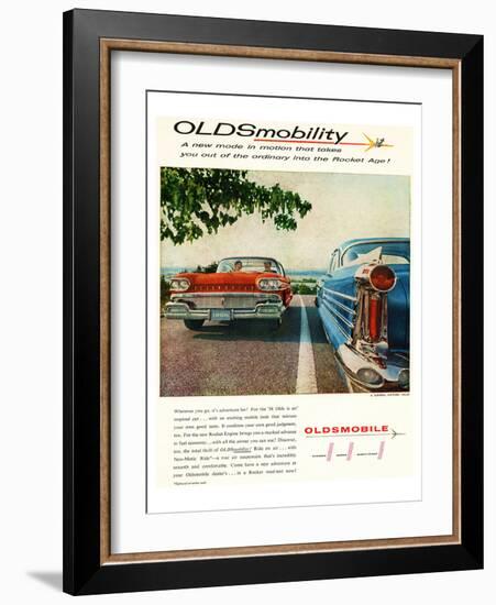 Oldsmobile-Into the Rocket Age-null-Framed Art Print