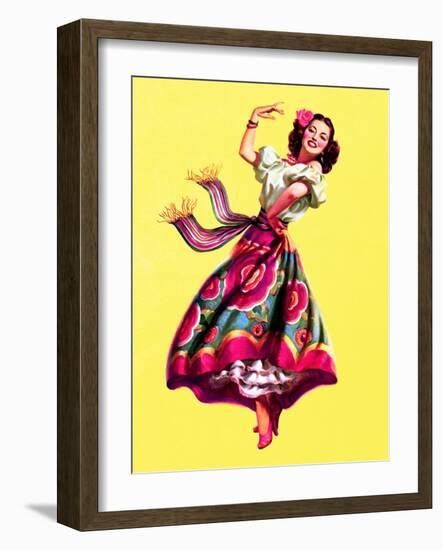 Ole! Dancing Pin-Up c1940s-Art Frahm-Framed Art Print