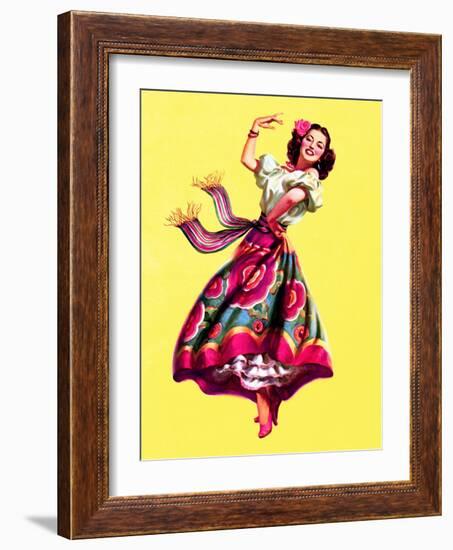 Ole! Dancing Pin-Up c1940s-Art Frahm-Framed Art Print