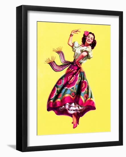 Ole! Dancing Pin-Up c1940s-Art Frahm-Framed Art Print