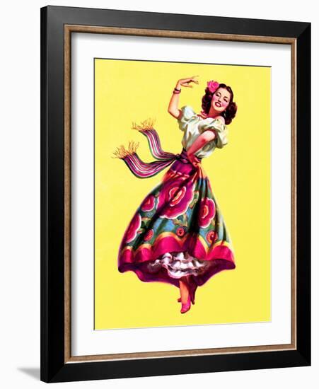 Ole! Dancing Pin-Up c1940s-Art Frahm-Framed Art Print