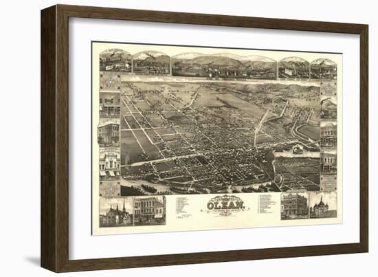 Olean, New York - Panoramic Map-Lantern Press-Framed Art Print