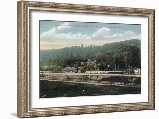Olean, New York - WNY&P Railroad Lines; Riverhurst Park Entrance Scene-Lantern Press-Framed Premium Giclee Print