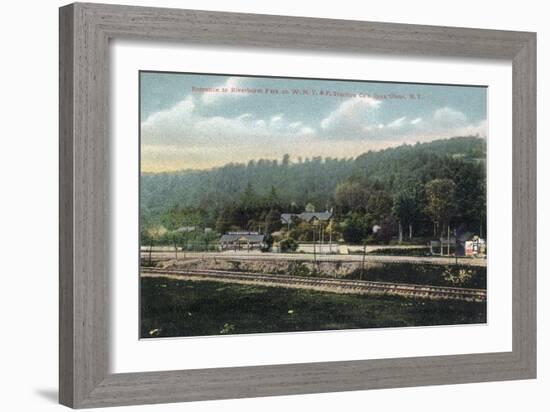 Olean, New York - WNY&P Railroad Lines; Riverhurst Park Entrance Scene-Lantern Press-Framed Premium Giclee Print