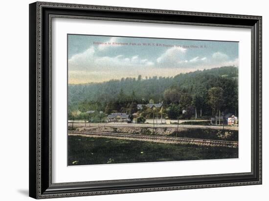 Olean, New York - WNY&P Railroad Lines; Riverhurst Park Entrance Scene-Lantern Press-Framed Premium Giclee Print