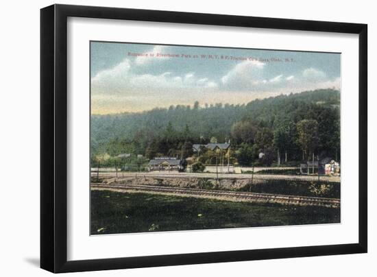 Olean, New York - WNY&P Railroad Lines; Riverhurst Park Entrance Scene-Lantern Press-Framed Art Print