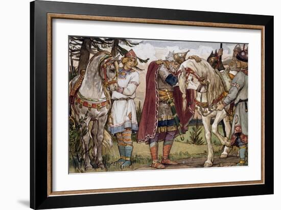 Oleg's Farewell to His Horse, from Song of Oleg Wise, Illustration by Vasnetzov Victor-null-Framed Giclee Print