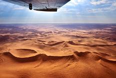 Beautiful Landscape of the Namib Desert under the Wing of the Aircraft at Sunset. Flying on a Plane-Oleg Znamenskiy-Framed Photographic Print