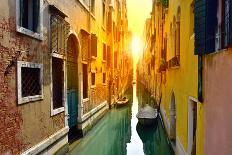 Venice Canal at Sunrise. Tourists from All the World Enjoy the Historical City of Venezia in Italy,-Oleg Znamenskiy-Photographic Print
