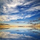 Beautiful Seascape. Deep Blue Sky at Sunny Day. Sky Background-Oleh Honcharenko-Mounted Photographic Print