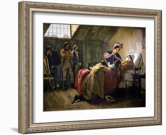 Oleograph Depicting the Scene of the Death of Mimi', from the Opera La Boheme-Giacomo Puccini-Framed Giclee Print