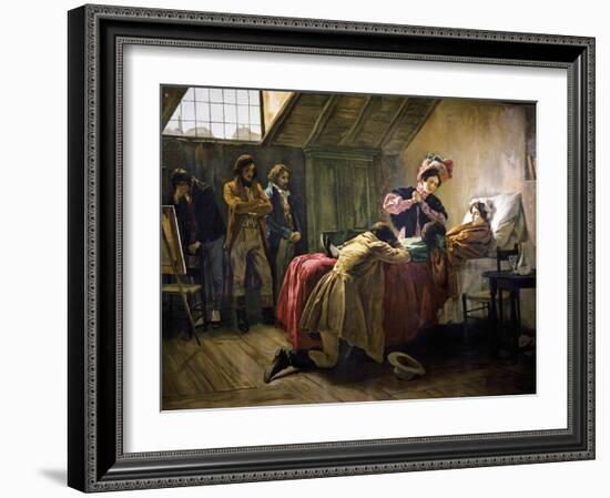 Oleograph Depicting the Scene of the Death of Mimi', from the Opera La Boheme-Giacomo Puccini-Framed Giclee Print