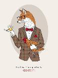 Fox Man in Pin Suit-Olga Angellos-Art Print