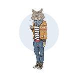 Kitten Boy with Skateboard-Olga_Angelloz-Art Print