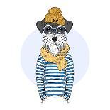 Nautical Schnauzer Dog Sailor-Olga_Angelloz-Art Print