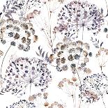 Boho Flowers Watercolor Seamless Paper for Fabric, Dried Floral Repeat Pattern, Beige and Purple Fl-Olga_Koelsch-Premium Giclee Print