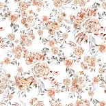 Watercolour Boho Seamless Pattern for Fabric, Beige and Dusty Pink Roses, Boho Dried Floral Repeat-Olga_Koelsch-Stretched Canvas