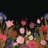 Spring Flowers. Seamless Floral Border. Colorful Poppies Iris Tulips Carnations Primroses Daffodils-Olga Korneeva-Art Print