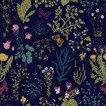 Vivid Victorian Flowers on a Black Background-Olga Korneeva-Art Print