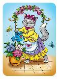 Cat with Flowers-Olga Kovaleva-Giclee Print