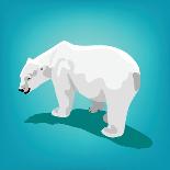 Illustration of Polar Bear on Blue-Olha Bocharova-Art Print