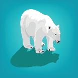 Illustration of Polar Bear on Blue-Olha Bocharova-Art Print
