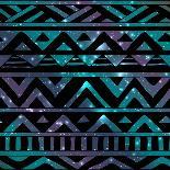 Aztec Tribal Seamless Pattern on Cosmic Background-OliaFedorovsky-Art Print