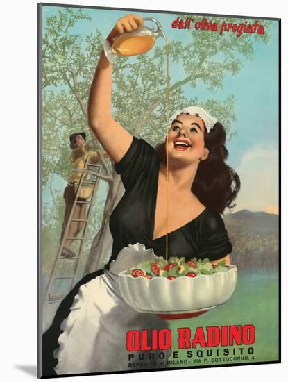 Olio Radino Italian Olive Oil - Pure and Delicious - Vintage Advertising Poster, 1948-Gino Boccasile-Mounted Art Print