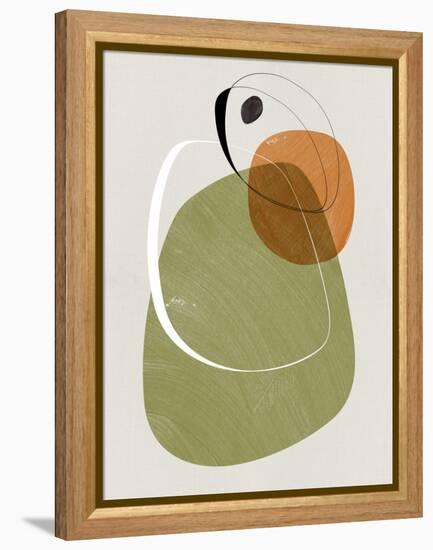 Olive and Gold Abstract Shapes-Eline Isaksen-Framed Stretched Canvas