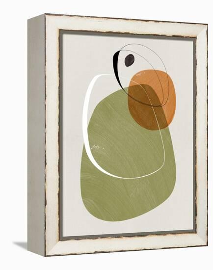 Olive and Gold Abstract Shapes-Eline Isaksen-Framed Stretched Canvas