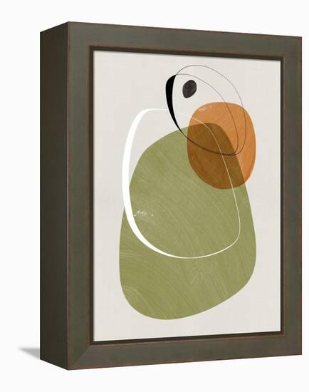 Olive and Gold Abstract Shapes-Eline Isaksen-Framed Stretched Canvas